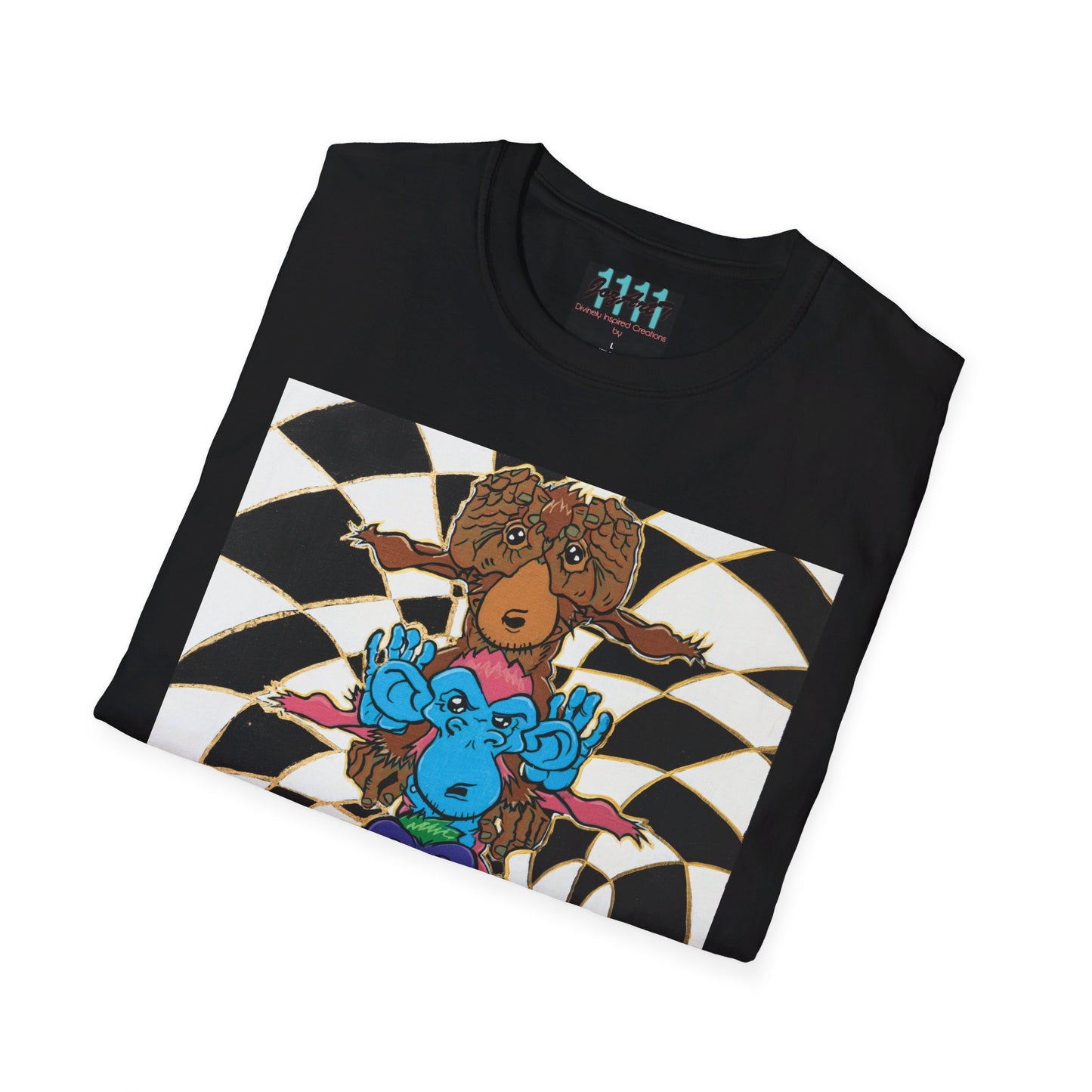 See Hear Say Monkey T Art by JozArtT1111 Unisex Softstyle T-Shirt - Divinely Inspired Creations by JozArtT1111